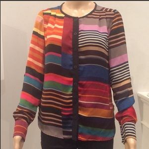 TRINA TURK multicolored silk bottom down blouse S